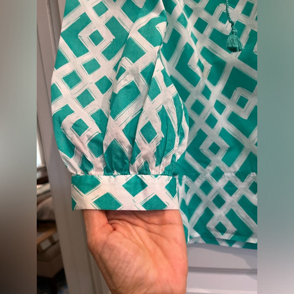 Vineyard Vines Diamond Lattice Tunic, Teal Green, Ladies M, Lightweight, EUC - Picture 3 of 9